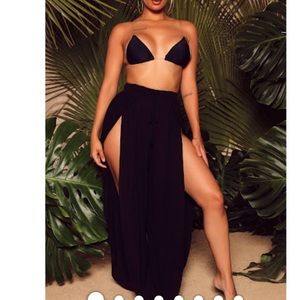 Slit vacation summer sexy black pants.